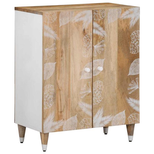 vidaXL Sideboard Set of 3 Natural Mango Wood with White
