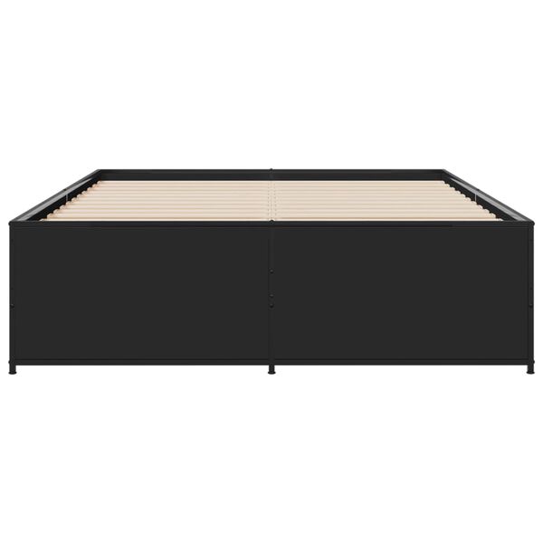 vidaXL Bed Frame Black Engineered wood, Steel Small Double