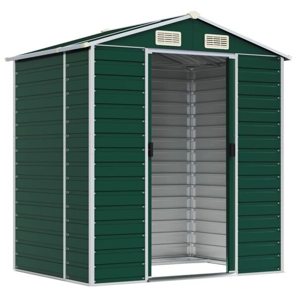 vidaXL Garden Shed Green Galvanized Steel 75.2 x 51.2 x 77.9 in