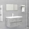 vidaXL Bathroom Furniture Set Concrete grey, White Engineered wood, Ceramic