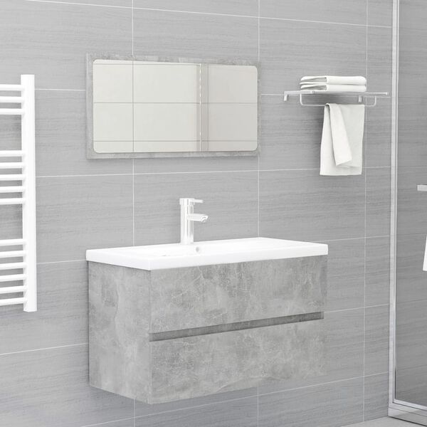 vidaXL Bathroom Furniture Set Concrete grey, White Engineered wood, Ceramic