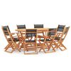 vidaXL 9 Piece Patio Dining Set Black Eucalyptus Wood&Textilene