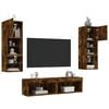 vidaXL 6 Piece TV Wall Units with LED Smoked Oak Engineered Wood