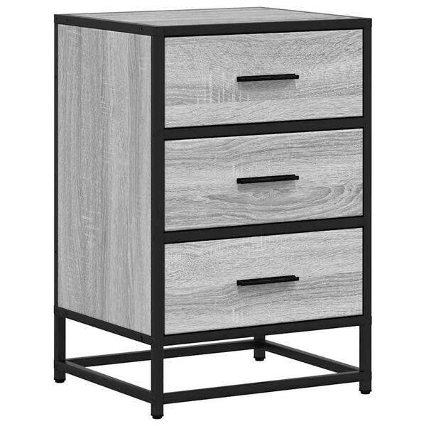 vidaXL Bedside Cabinet Grey Sonoma Engineered wood, metal