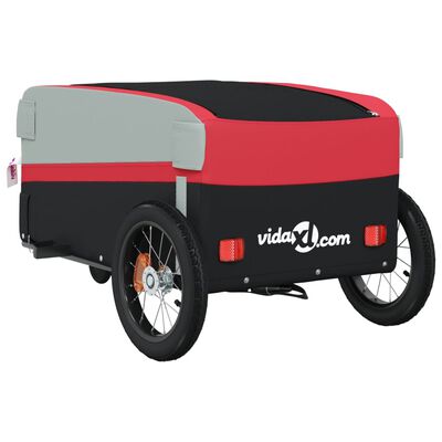 vidaXL Bike Trailer Black and Red 66.1 lb Iron