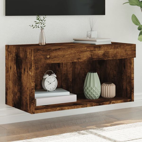 vidaXL TV Cabinet Smoked oak Engineered wood Medium TV Cabinet