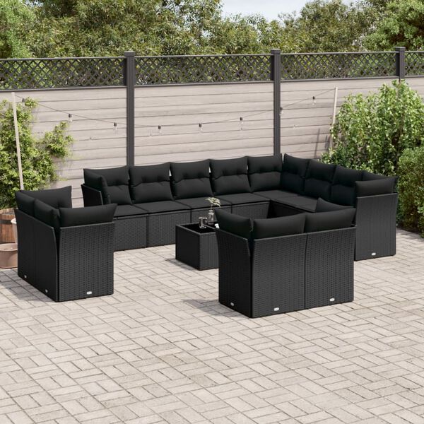 vidaXL Garden Sofa Set Black