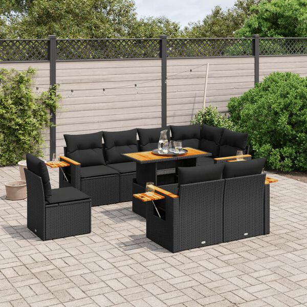 vidaXL Garden Sofa Set Black