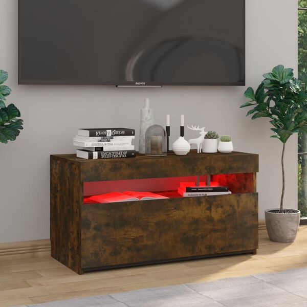 vidaXL TV Cabinet Smoked oak Engineered wood Medium TV Cabinet