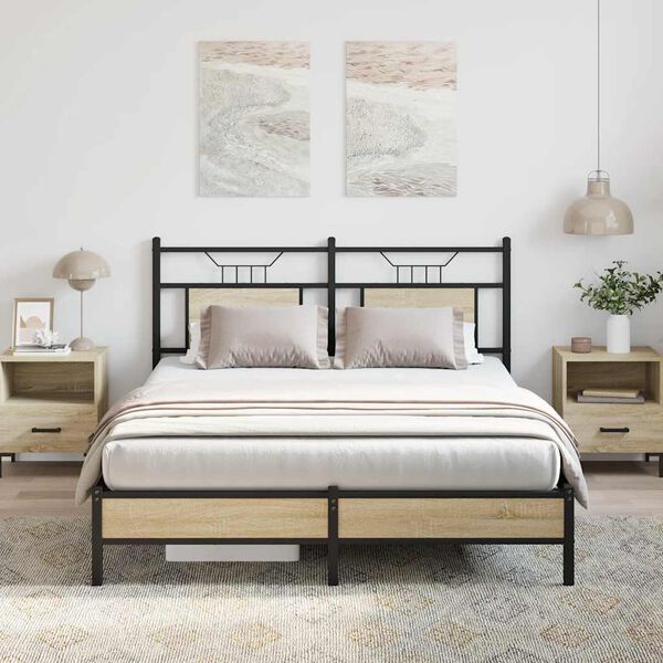 vidaXL Bed Frame Sonoma oak Engineered wood and steel