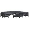 vidaXL Garden Lounge Set Black Solid pinewood Medium Modular