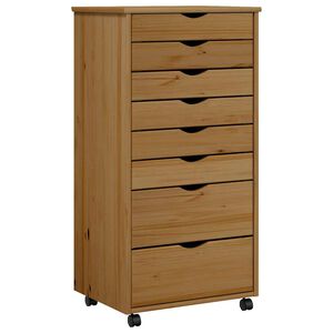 vidaXL Rolling Cabinet Honey Brown Solid pine wood, engineered wood, plastic