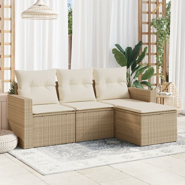 vidaXL Garden Sofa Set Beige, Cream white