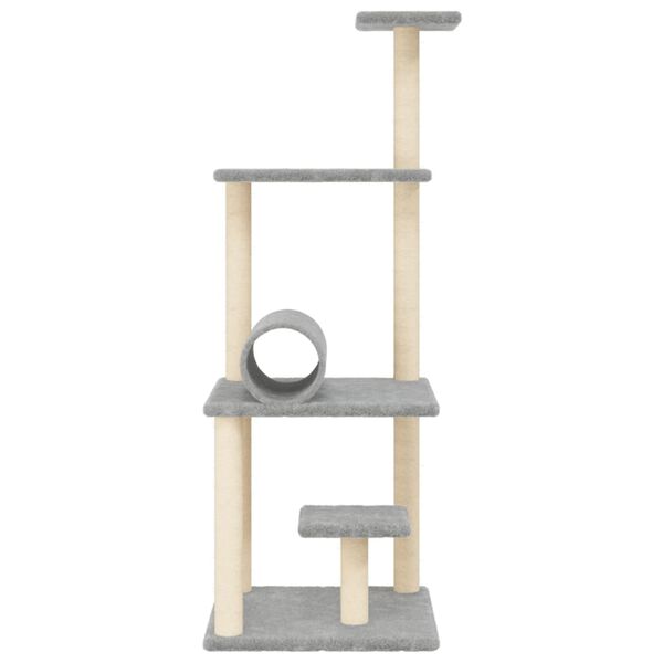 vidaXL Cat Tree Light grey Engineered wood, plush, sisal 53.5 in tall