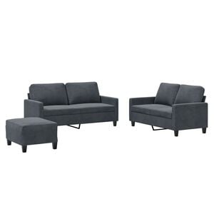 vidaXL Sofa Set Dark Grey Velvet, Metal, Textilene, Plywood Small Modern