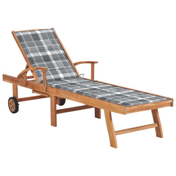 vidaXL Sun Lounger Teak wood Standard Adjustable Armrests Sun Lounger