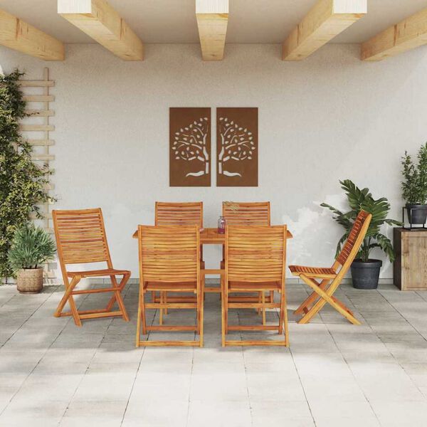 vidaXL Garden Dining Set Folding 7 pcs Brown solid acacia wood