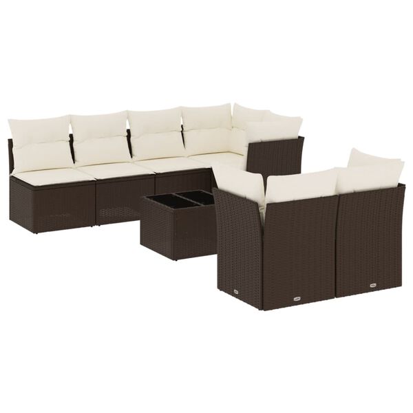 vidaXL Garden Sofa Set Brown and Cream