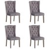 vidaXL Dining Chair Set of 4 Grey Velvet Standard Decorative Inlays