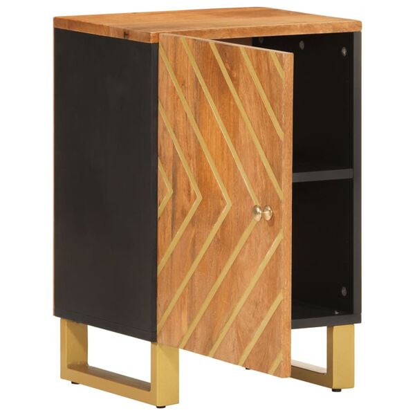 vidaXL Bathroom Cabinet Brown and Black Solid mango wood, MDF, iron Medium