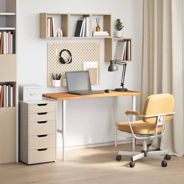 vidaXL Desk Top Light Brown Solid Oak Wood 47.2 x 19.7 x 1.0 in Durable