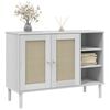 vidaXL Sideboard White Solid pine wood, engineered wood, poly rattan