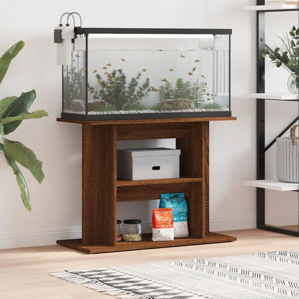 vidaXL Aquarium Stand Brown Oak Engineered Wood 31.5 x 13.8 x 23.6 in