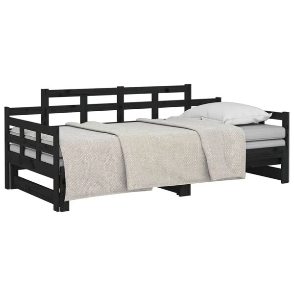 vidaXL Day Bed Black Solid pine wood 2x