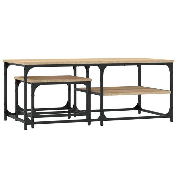 vidaXL Nesting Coffee Table Set of 2 Sonoma oak Engineered wood, metal