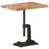 vidaXL Side Table Natural, Black Solid Acacia Wood, Powder-Coated Cast Iron