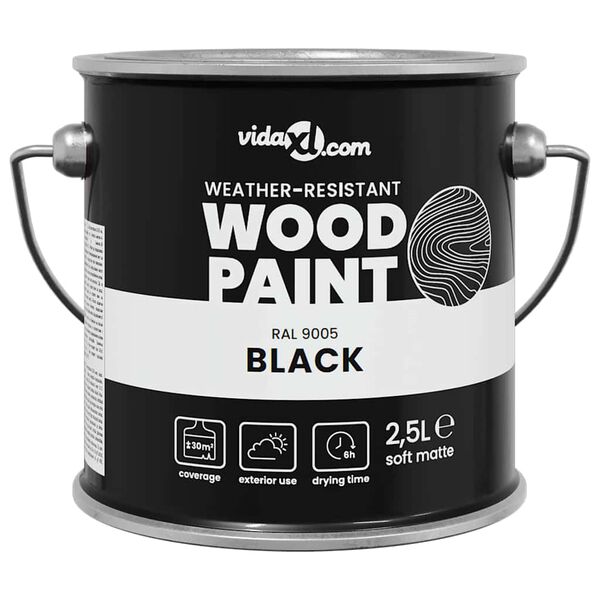vidaXL Wood Paint Black 6.50 x 6.50 x 6.26 in Wall Print