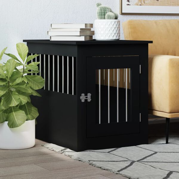vidaXL Dog Crate Furniture Black Engineered wood and steel