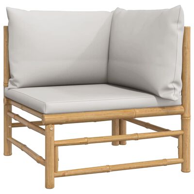 vidaXL 3 Piece Patio Lounge Set with Light Gray Cushions Bamboo