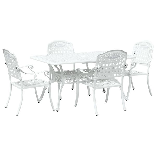 vidaXL Garden Dining Set 5 pcs White Aluminium