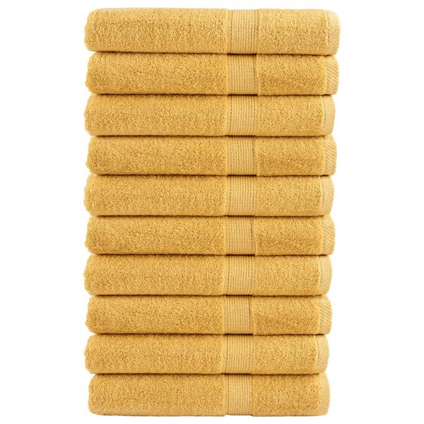 vidaXL Sauna Towel Set of 10 Gold 100% ring-spun cotton 31.5 x 78.7 in
