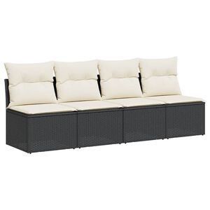 vidaXL Garden Sofa Black and Cream White