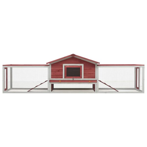 vidaXL Rabbit Hutch Red and white