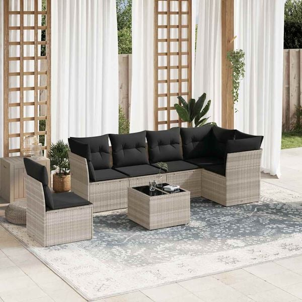 vidaXL Garden Sofa Set Light Gray, Dark Gray