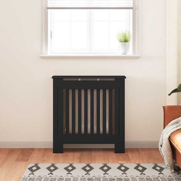 vidaXL Radiator Cover Black 30.71 x 7.48 x 32.09 in Engineered Wood