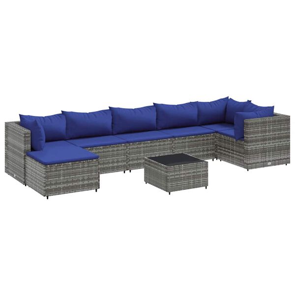 vidaXL Patio Lounge Set Grey PE rattan Medium Modular Patio Lounge Set