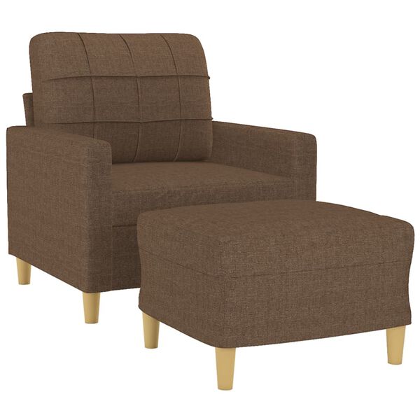 vidaXL Sofa Chair with Footstool Brown 23.6" Fabric