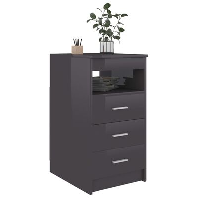 vidaXL Drawer Cabinet High Gloss Gray 15.7"x19.7"x29.9" Engineered Wood