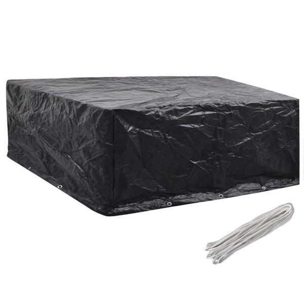 vidaXL Garden Furniture Cover Set of 2 Black Polyethylene Large