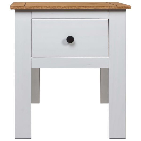 vidaXL Bedside Cabinet White, Natural Solid Pine Wood 18.1x15.7x22.4 in