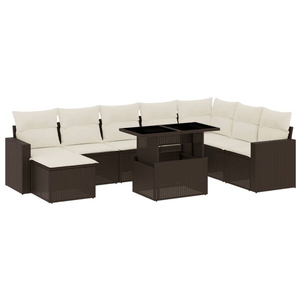 vidaXL Garden Sofa Set Brown PE Rattan Large Modular Garden Sofa Set