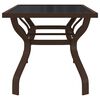vidaXL Garden Table Brown and Black Powder-Coated Steel, Tempered Glass
