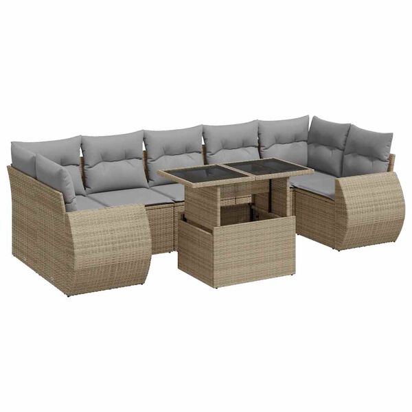 vidaXL Garden Sofa Set Beige and Light Grey