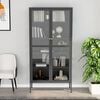 vidaXL Display Cabinet Anthracite 35.4"x15.7"x70.9" Steel and Tempered Glass