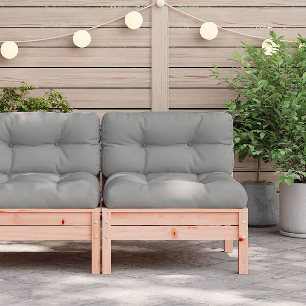 vidaXL Garden Sofa Wooden, Grey Solid Douglas wood, Oxford fabric, PP cotton
