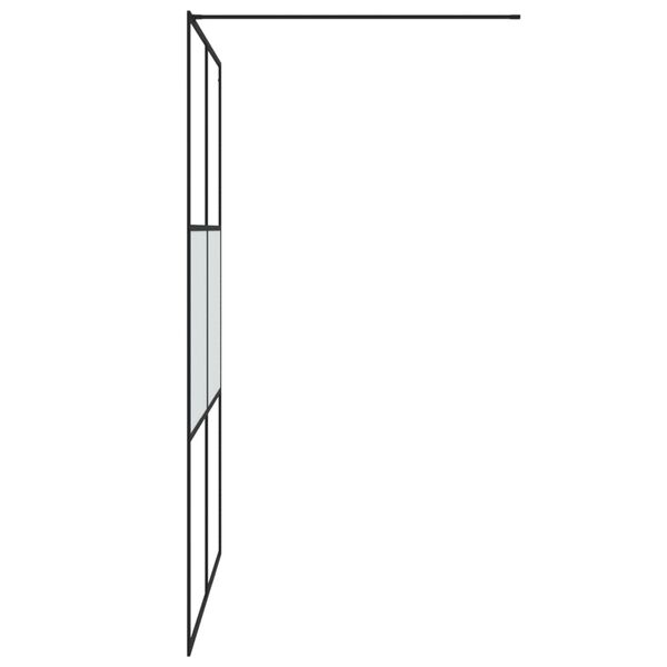 vidaXL Walk-in Shower Wall Black 55.1x76.8" Half Frosted ESG Glass